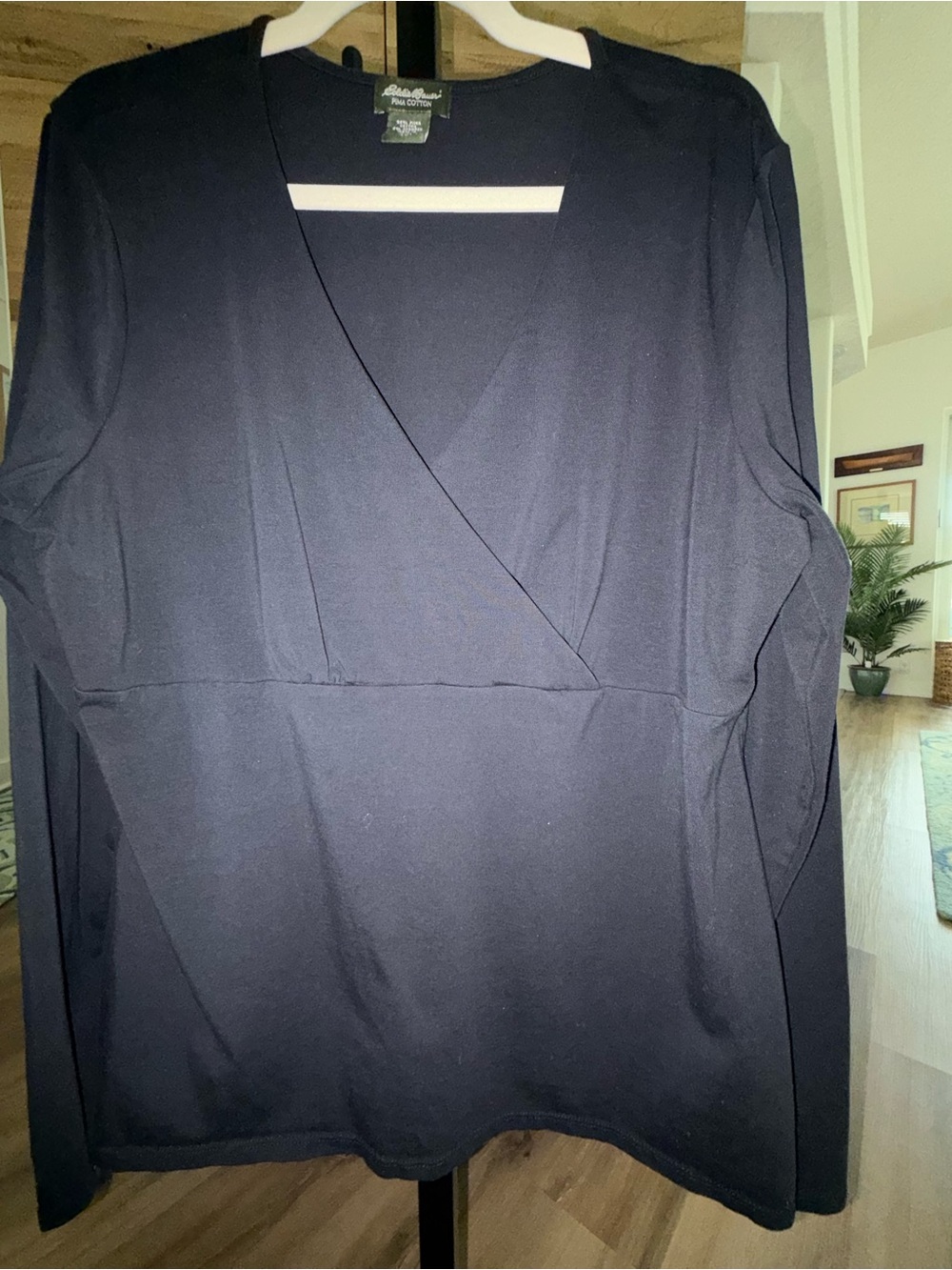 Eddie Bauer Black Wrap-Style Long Sleeve Top
